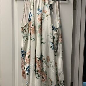 Lulu's White Floral Dress with Pink and Blue Accents